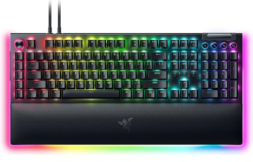 Razer BlackWidow V4 Pro Wired Mechanical Gaming Keyboard: Green Switches Tactile & Clicky - Doubleshot ABS Keycaps - Command Dial - Chroma RGB - Magnetic Wrist Rest - Snap Tap (Renewed)