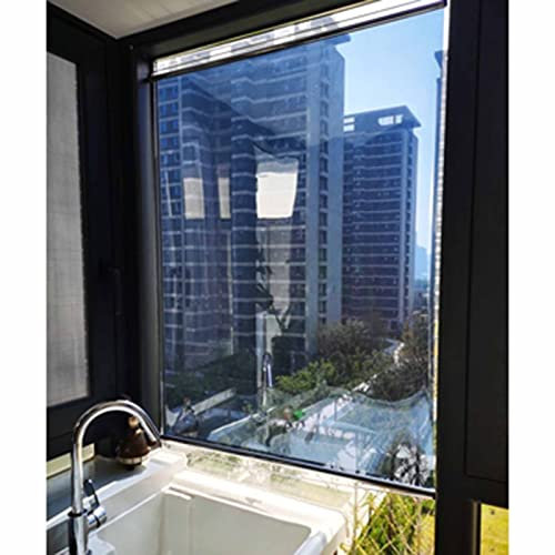 Bambusrollo Rollläden Für Fenster, Einseitiger Spiegel Und Durchsichtiger Rolloschirm Mit Saugnäpfen/Haken, 33/43/53/63/73/83/93/103 Cm Breit Sonnenschutzrollo Für Glastürfenster ( Color : A , Size :