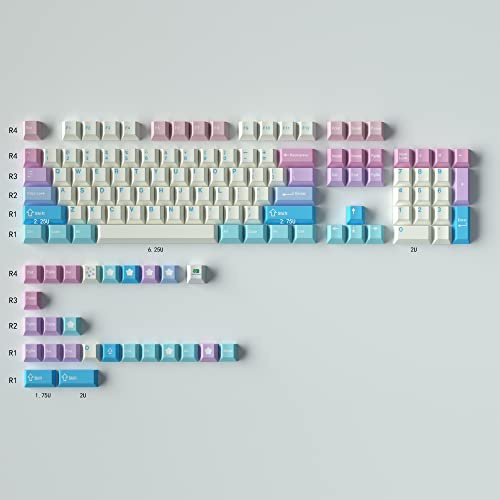 mintcaps PBT Tastenkappen Fairy Cherry Profile Keycaps 130 Tasten Custom Keyboard Bunte Dye-Sub Tastenkappen Full Set für Cherry Gateron MX Schalter Mechanische Tastatur