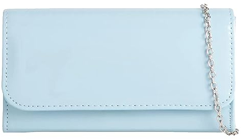 fi9® Clutch-Handtasche für Damen, einfarbig, für Hochzeit, Party, Abschlussball, Abend, Pale Blue / Serenity, medium