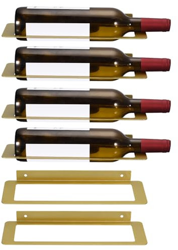 QUARKZMAN 6Pcs Porte-Bouteilles Mural pour vin en métal Doré