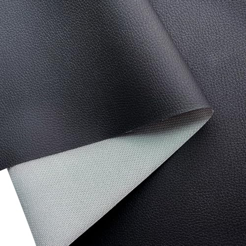 XHT Högkvalitativt konstläder metervara, läderimitation vattentät, sömnad, reparation, premium lädertyg (svart 200 x 160 cm)