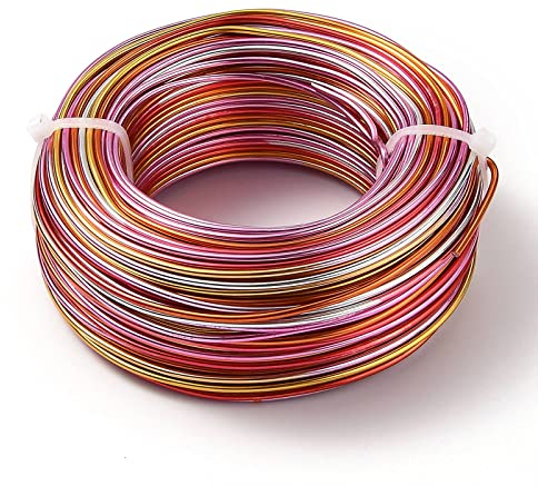 Kupferdraht, Basteldraht, 58 m/Rolle, 2 mm runder Aluminiumdraht, 3/5 Segment, bunter Metalldraht for handgefertigte DIY-Armbänder, Ohrringe, Schmuckherstellung (Farbe: B09, Größe: 2 mm) (Farbe: B03,