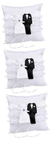 Cabilock 3st Spitzenringbehälter Für Die Hochzeit Hochzeitsfeier Hochzeitsandenken Dekoration Der Hochzeitszeremonie Ringkissen Für Hochzeit Eheringkissen Braut Tragbar Blumenkorb Weiß