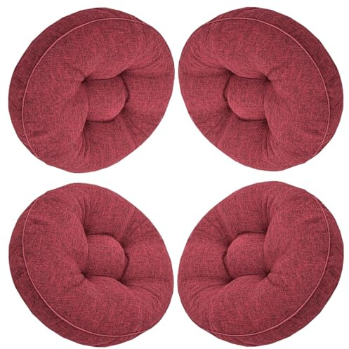 uyeoco 1/2/4 er Set Stuhlkissen 40cm/45cmx9cm Dicke Auflagen rund Sitzkissen StühleSitzauflage für Indoor und Outdoor Polsterung Steppkissen/Bodenkissen(A14,4PCS_40X40CM)