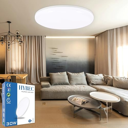 HYBEC - Downlight LED de Superficie Para Techo, Plafón Para Cocina y Baño, Lámpara de Techo, 30W (Pack 1)
