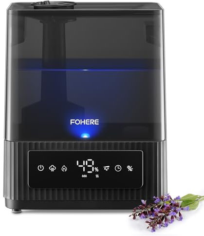FOHERE 6L Warm- und Kaltnebel Luftbefeuchter für Zuhause, Top-Fill Ultraschall Luftbefeuchter für Pflanzen, Babys, Kinder, Öl-Diffusor, Schlafmodus, Timer, leise, schwarz