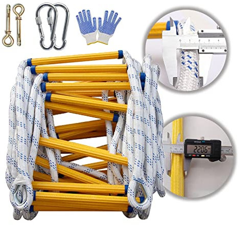 PNAJFUEL Seilzugleiter,Sicherheitsleiter Feuerwehrleiter, Notfall Feuer Flucht Seilzugleiter,Sicherheit Evakuierung Leiter/40Cm Spacing/8M/26.2Ft