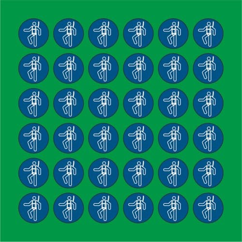 PACCO DA 6 KIT DI 6 ADESIVI ROTONDI - Imbracatura di sicurezza obbligatoria - Pittogramma ISO 7010 Con Stampa Diretta U.V. (30 cm)