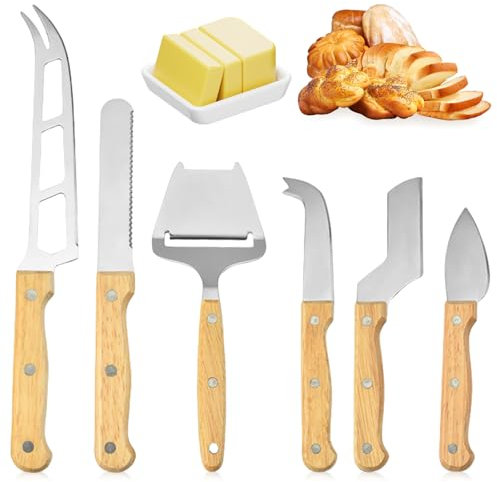 6 Stück Käsemesser, Käsehobel Set, Edelstahl Käseschneider, Käsemesser Set, Verschiedene Arten von Käsehobel, Cheese Slicer für Schneiden von Käse, Gemüse, Kartoffeln
