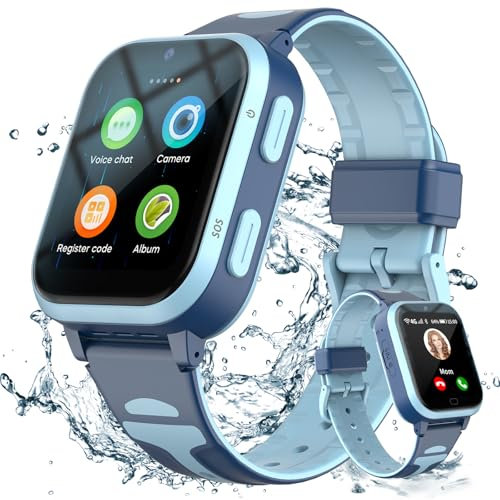 Fitonme Orologio intelligente 4G per bambini, GPS Tracker, telefono Wi-Fi, posizione in tempo reale, messaggio di videochiamata, impermeabile, SOS, contapassi, Geofence, GPS anti perdita per bambini,