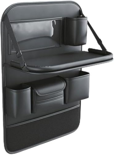 OTYKPXNV Car Backseat Organizer For Toyota Prado Zelas Hilux Crown Sequoia CHR CHR EV, Hanging Rear Seat Storage Bag with Foldable Tray Table Multi Pockets Waterproof Accessories,F