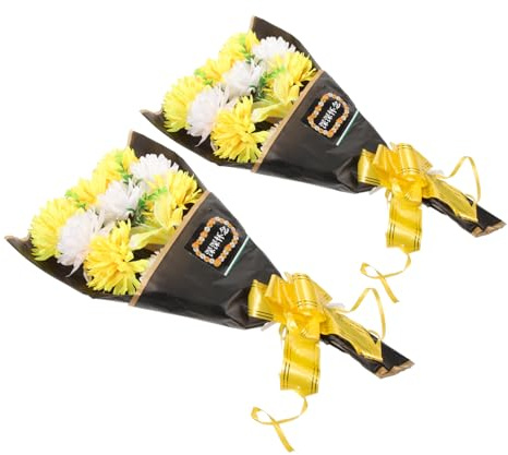 Cabilock 2piezas Mano de Flores de Seda para Cementerio Decoración Conmemorativa para Tumbas Flores Falsas para Jarrón de Sacrificio