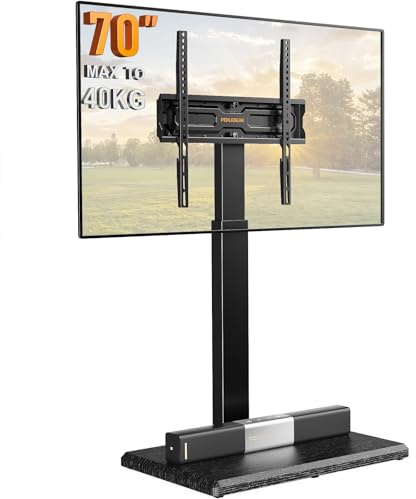 PERLEGEAR Floor TV Stand for 30″–70″ TVs, Adjustable TV Floor Stand with Swivel & Tilt, Tall TV Stand with 8 Height Configurations, Fits VESA 75 x 75mm to 400 x 400mm, 40kg Max Load
