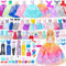 Ensemble cadeau de 52 vêtements de poupée à partir de 3 ans pour poupée et Barbie de 29,2 cm : 2 robes de mariée, 6 robes tendance, 2 tenues décontractées, 2 maillots de bain, 10 paires de chaussures