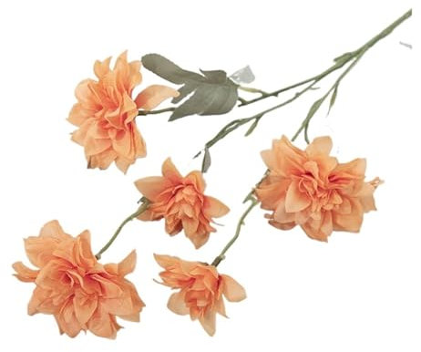 CSFFA 10 Stück Künstliche 5-köpfige Dahlie Seidenblume Zweige Hochzeit Hintergrund Blumenarrangement Party Home Dekoration Zubehör Dahlien(Orange)