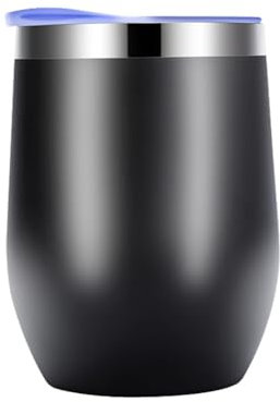 Sxmrmnx Coquetier Double Couche en Acier Inoxydable, Tasse Isolée sous Vide, Vin Rouge, Coquetier, Gobelet à Café avec Couvercle Noir