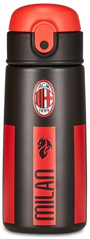 Seven Milan Borraccia Termica, Nero, Mantenimento Temperatura fino a 24h, Borraccia Asilo, Scuola Elementare e Tempo Libero, Bambino, Calcio