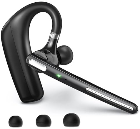 Kendir Bluetooth Headset V5.4, Wireless Bluetooth Earpiece with CVC8.0 Dual Mic Noise Cancelling 110 Hours Talktime for Cell Phone/iPhone and Android Headphones for Trucker/Driver/Business