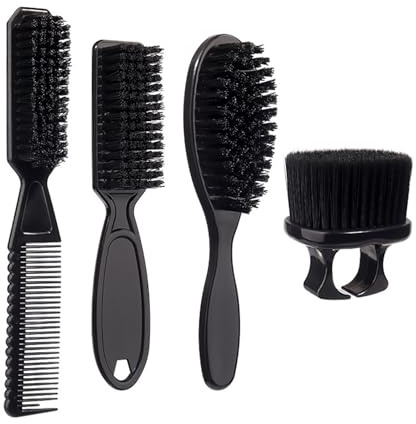 Lot de 4 brosses de coiffeur pour le cou, les plumeaux, la barbe, la graisse, les cheveux, les anneaux