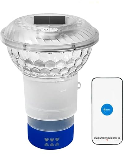 Chlor-Float im Pool mit Fernbedienung - Chlorspender mit einstellbarer Freisetzung | Farbiger LED Chlorator für die chemische Behandlung des Whirlpools für Schwimmbecken