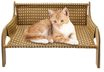 Genikeer Katzen Sofa Bett,Erhöhtes Haustiersofa Katzenliege | Atmungsaktiver Erhöhter Hundesofa Loungesessel für Welpen und Kleine Hunde Schlaf Indoor Outdoor für Wohnzimmer und Schlafzimmer