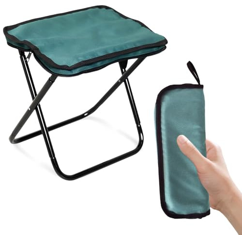 Alyxen Sgabello Pieghevole, Sgabello Pieghevole da Campeggio, Sedia Portatile Leggera, Sgabellos da Campeggio Ultraleggero per Pesca Escursioni Giardino Viaggi e Picnic, Supporta 120kg (Verde)