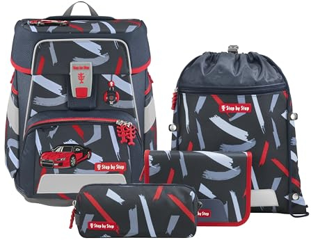 Step by Step SPACE Schulranzen-Set Sports Car Mick, 5-tlg., grau-rot