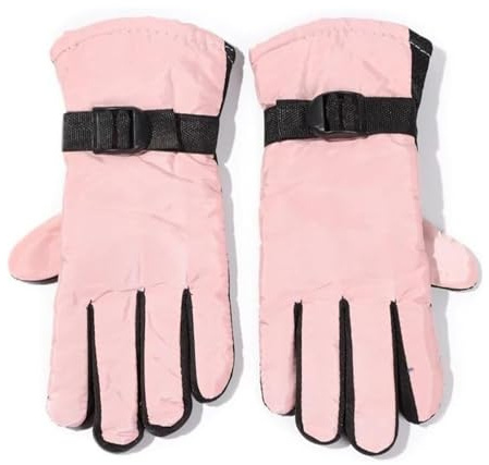 Vinterskid- och snowboardhandskar for pojkar och flickor - Tjockare vattentäta vindtäta, håller varma for kall vinter utomhus(Pink)