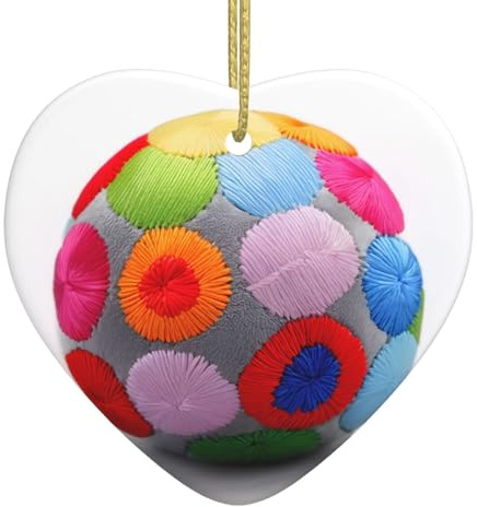 Christmas Ceramic Heart Pendant YYHWHJDE Handmade Colorful Hydrangea Pattern Smooth and Bright for Christmas Mouse Tree Home and Supermarket Decoration