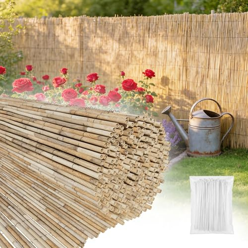 UISEBRT Schilfmatten Sichtschutz in 7 Größen,Schilfrohrmatte 180x300 cm,Sichtschutzzaun aus Natur Schilf Matte,Sichtschutz, Windschutz & Sonnenschutz für Balkon, Terrasse, Garten