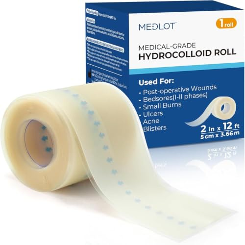 Rouleau de pansements hydrocolloïdes, 5 cm x 3,6 m | rouleau de pansements imperméables pour ampoules, pansements pour boutons, pansements pour écorchures