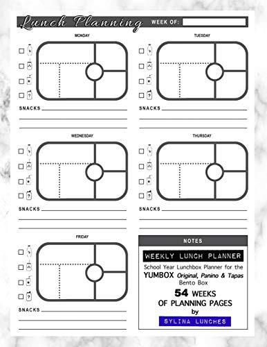 Weekly Lunch Planner: School Year Lunchbox Planner for the Yumbox Original, Panino & Tapas Bento Box: 54 Weeks of Planning Pages (Bento Box Lunch Ideas, Band 3)