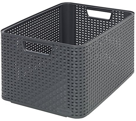 Curver 205852 - Cesto portaoggetti in Polipropilene di seconda Generazione, Aspetto Vimini, Grande