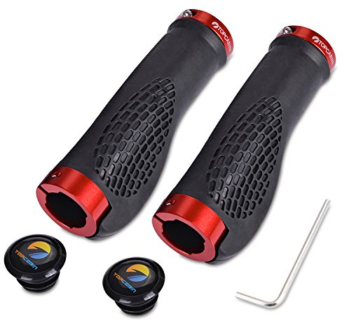 TOPCABIN 1 Paar Fahrradgriffe,Zwei Enden Schraubgriffe,ergonomische Struktur Fahrrad Griffe,Rad MTB MXB Lenkergriffe (Rot)