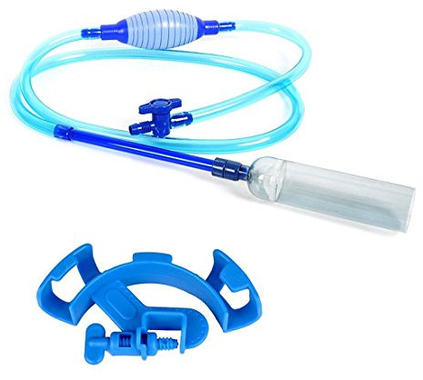 Freehawk Siphon avec poire d’amorçage cloche et tuyau pour nettoyer le gravier et filtrer l'eau des aquariums