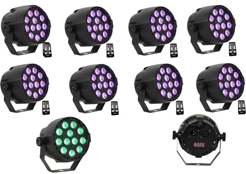 LIGHT IBIZA - Pack 8 Projektoren durch A LED 12 x 3 W RGB 3 in 1 DMX Stroboskop Fernbedienung Waschtischarmatur von Farben, Betrieb über DMX