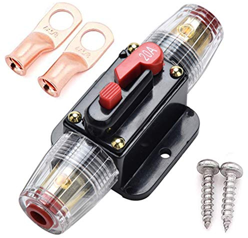 Qiorange 20A 20AMP Automatiksicherungshalter Sicherungshalter Halterung Automat Inline Auto Leistungsschalter 12V-24V DC