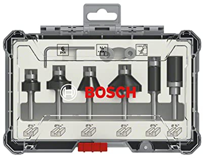 Bosch Professional 6tlg. Rand- und Kantenfräser Set (für Holz, für Oberfräsen mit 1/4 Zoll Schaft)