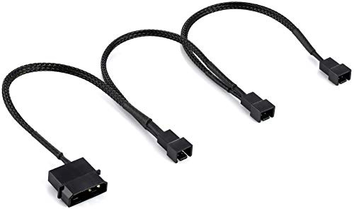 POPPSTAR Lüfter Verteilerkabel 5V (20-20-20cm Molex Stecker (m) auf 3x 2-Pin Stecker (m), zum Anschluss von Prozessor- und Gehäuselüftern an ein Netzteil