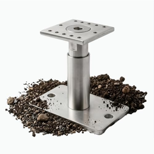Pfostenträger höhenverstellbar 140-190mm von Tergato | BASE Plus | Schwerlast Stützenfuß feuerverzinkt | 100x100 Pfosten-Anker | Montage ohne Fräsen