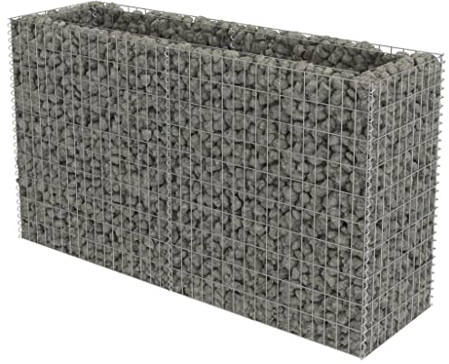 vidaXL Gabion - Cama elevada para jardín al aire libre, jardín, jardín, jardín, maceta de acero galvanizado, 70.9 pulgadas