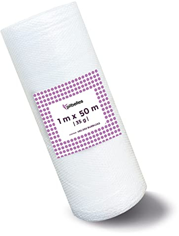 Rouleau de film à bulles of 1 m large and 50 m long. Bubble wrap ideal for packaging, moving, box.