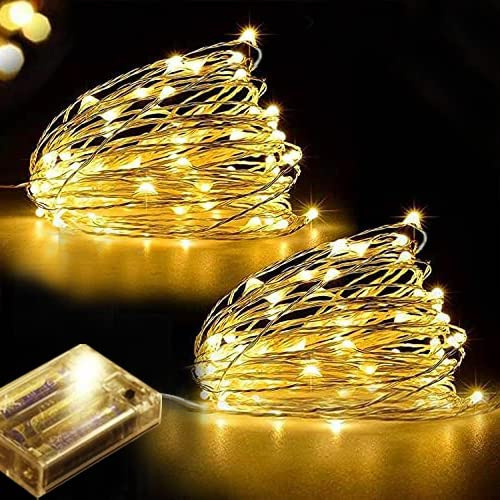 LAC FUTURE 2 Mini Lichterkette Mit Batterie 5M 50er Led Draht Klein für Innen, Weihnachten, Halloween, Deko (Warmweiß)
