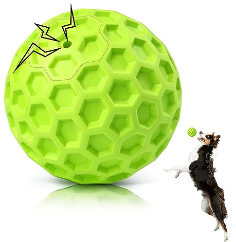 DISSKNIC Indestructible Squeaky Dog Balls - Interactive Dog Toys for Aggressive Chewers, Large Breed for Relieving Anxiety, Outdoor & Water Toys