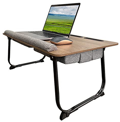 Schoßschreibtisch – passend für bis zu 17 Zoll Laptop-Tablett, Faltbarer, Verstellbarer Laptop-Betttisch, tragbarer Laptop-Schreibtisch, Schoßschreibtisch zum Schreiben und Arbeiten, braun