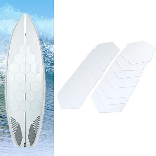 ZYNCUE 22pcs Surfboard Clear Deck Grip Pad, Hexagonal Surfboard Pad Aufkleber, DIY Clear Deck Grip Traction Pads für Surfboards, Paddle Boards