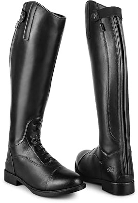 Catesby unisex Ascot premium läder ridstövlar, Svart, 4 UK Wide