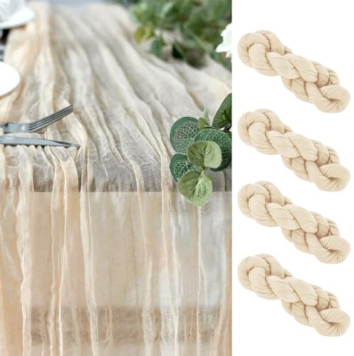 yosiio Tischläufer, 90 x 300 cm, Salbeigrüner Tischläufer, moderner eleganter Tischläufer, grüner Tisch für Hochzeiten, Babypartys, Kommunionen, Sakramente und Geburtstage (4 Stück, Beige)