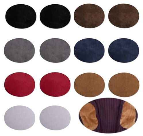 Ellbogen Knie Patches, 14 Stück Aufbügelflicken, 7 Farben Oval Ellenbogen patches Patch Sticker für Pullover Hemd Reparatur DIY Dekorative Kleidung Zubehör